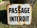 Plaque emaillee email reclame bord Passage interdit vintage, Ophalen of Verzenden