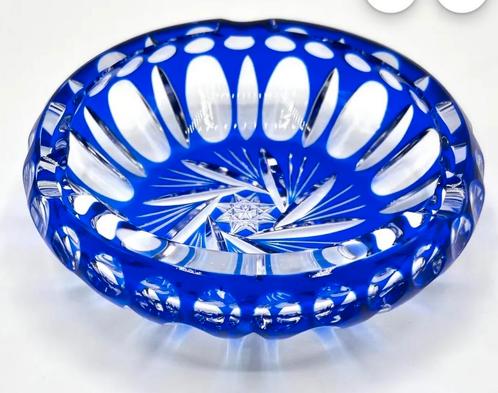 Prachtige asbak, kobaltblauwe kristallen schaal., Antiek en Kunst, Antiek | Glaswerk en Kristal, Ophalen of Verzenden