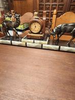 Zeer mooi antiek schouwgarnituur met brons en marmer., Antiek en Kunst, Ophalen