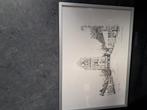 rechthoekig kadertje met potloodteking van wezemaal dorp, Antiek en Kunst, Ophalen