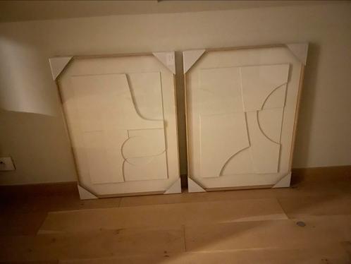 2 Houten kaders 3D reliëf kunstwerk 55 x 75cm NIEUW in folie, Antiek en Kunst, Kunst | Schilderijen | Abstract, Ophalen