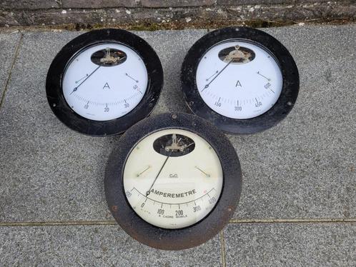 Industriële set van 3 ampèremeters, Antiek en Kunst, Curiosa en Brocante, Ophalen of Verzenden