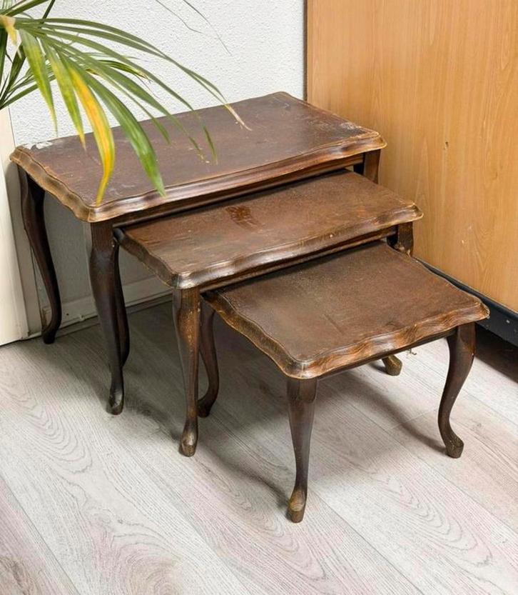 3 tables gigognes Louis XV vintage, tables d'appoint en bois, Antiquités & Art, Antiquités | Meubles | Tables, Enlèvement ou Envoi