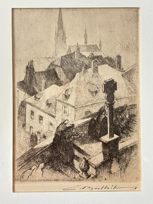 gravure Camille BARTHÉLEMY Eglise Saint Donat d'ARLON, Antiek en Kunst, Kunst | Schilderijen | Klassiek, Ophalen of Verzenden