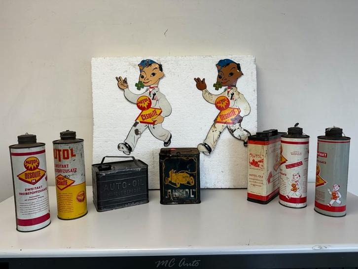 AuToL oud olie blikken en pin ups, Verzamelen, Merken en Reclamevoorwerpen, Gebruikt, Reclamebord, Ophalen of Verzenden