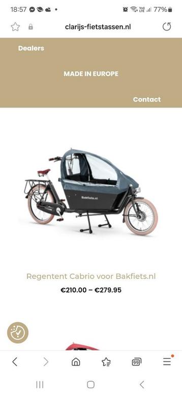 Regenzeil windscherm bakfiets nl long goede staat regentent, Fietsen en Brommers, Ophalen, Zo goed als nieuw