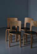 4 chaises design Artek Alvar Aalto modèle 66 des années 1960
