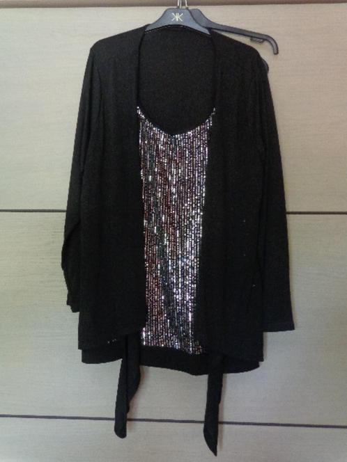 Feestelijke Shirt, 2 in 1, maat 50/52 (zwart met pailletten), Kleding | Dames, Blouses en Tunieken, Nieuw, Maat 46/48 (XL) of groter