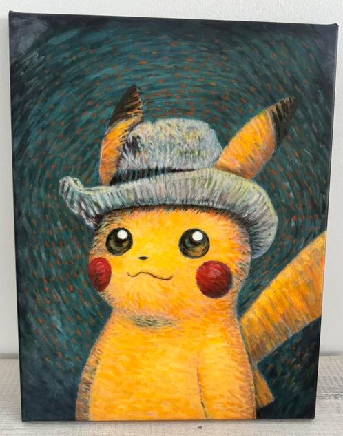 Pikachu x van Gogh Giclée Canvas 45x35cm, Antiek en Kunst, Kunst | Schilderijen | Modern, Ophalen of Verzenden