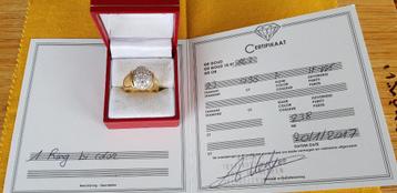 Belle bague unisexe en or massif 18 carats avec diamant véri