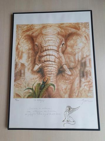 Ingekaderde lithografie "De Uitdaging" van Daniël Monic., Enlèvement