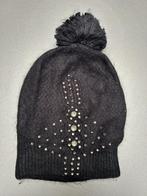 Nieuwe zwarte hoed met pompon en strass-steentjes, Sans marque, Ophalen of Verzenden, Nieuw, Muts