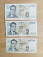Bankbiljet 20 Belgische frank (3 stuks ), Postzegels en Munten, Bankbiljetten | België, Ophalen of Verzenden