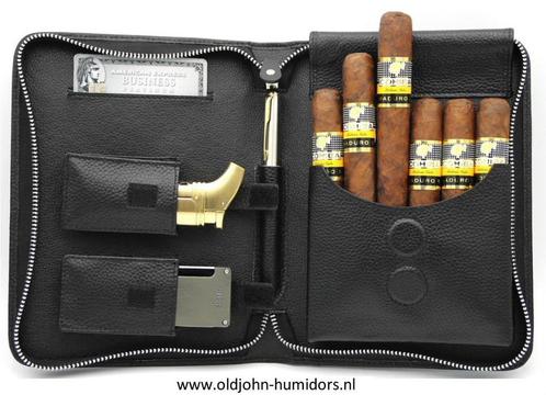 sk11394 ADORINI  SIGAREN-ETUI, SIGARENTAS ECHT ZWART LEER, Collections, Articles de fumeurs, Briquets & Boîtes d'allumettes, Neuf