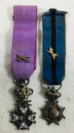 2 kleine Belgische militaire Medailles Leopoldsorde I & II, Ophalen of Verzenden, Overige materialen
