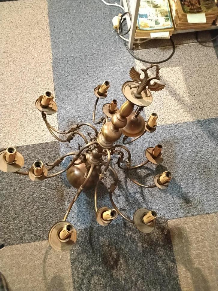 koperen LUSTER, Maison & Meubles, Lampes | Lustres, Utilisé, Autres matériaux, Enlèvement