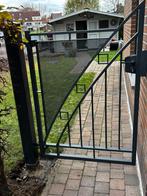 Portail de jardin, poteau gris 15 x 15 et orientable, Portail battant, 100 à 150 cm, Enlèvement, 100 à 150 cm