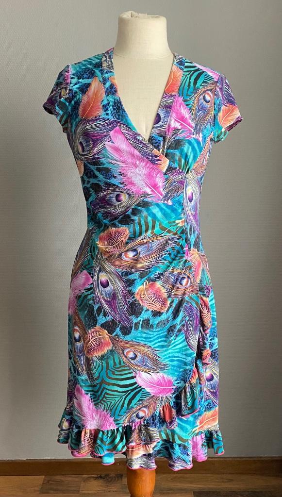 Kleurrijke jurk Joseph Ribkoff maat 36, Kleding | Dames, Jurken, Zo goed als nieuw, Maat 36 (S), Onder de knie, Verzenden