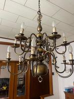 Dubbele, bronzen luchter + 2 muurlampen, Maison & Meubles, Lampes | Lustres, Comme neuf, Autres matériaux, Enlèvement, Klassiek