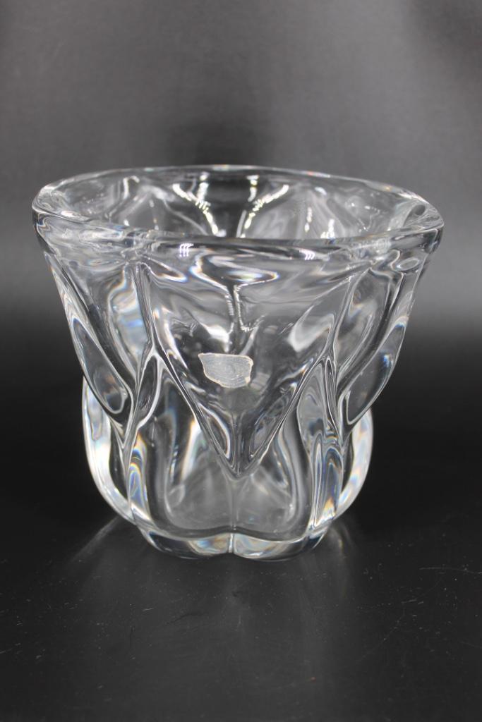 Val Saint Lambert vaas in wit kristal met label, Antiek en Kunst, Antiek | Glaswerk en Kristal, Ophalen of Verzenden
