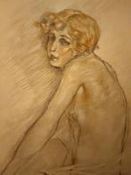 Naakt gesluierd. Oude gravure gesigneerd Chimot, Verzamelen, Verzenden, Gebruikt