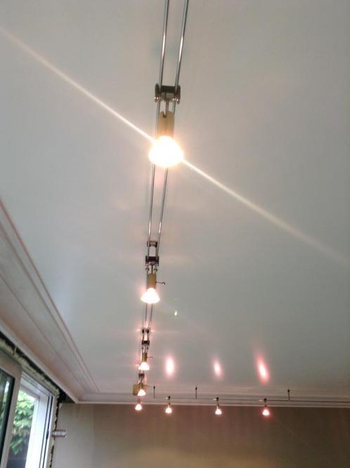 2 Vintage Sische railverlichtingen HT100 12V goud chroom, Huis en Inrichting, Lampen | Spots, Gebruikt, Plafondspot of Wandspot