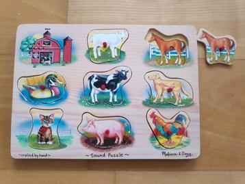 houten soundpuzzel boerderij van Melissa & Doug beschikbaar voor biedingen