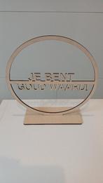 Houten ring op voet "Je bent goud waard" nieuw Laatste stuk, Ophalen of Verzenden, Zo goed als nieuw