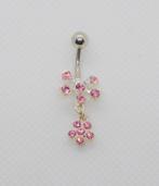 piercing roze, Nieuw, Met strass, Staal, Ophalen of Verzenden