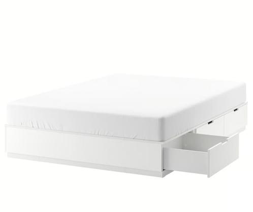 IKEA NORDLI bedframe 140200 cm met 6 lades – wit – €150, Huis en Inrichting, Slaapkamer | Bedden, Zo goed als nieuw, Tweepersoons