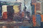 Schilderij Parijs abstract schilderij Pol Van Suetendael 195, Antiek en Kunst, Kunst | Schilderijen | Klassiek, Ophalen of Verzenden
