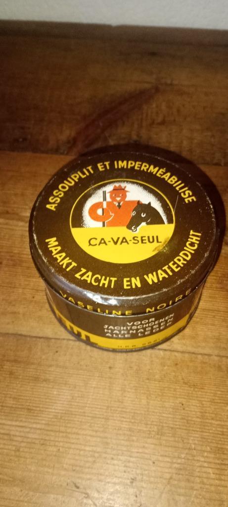 Old Can of Ca Vas-Seul Schoensmeer voor lederpoets, Verzamelen, Merken en Reclamevoorwerpen, Gebruikt, Verpakking, Ophalen of Verzenden