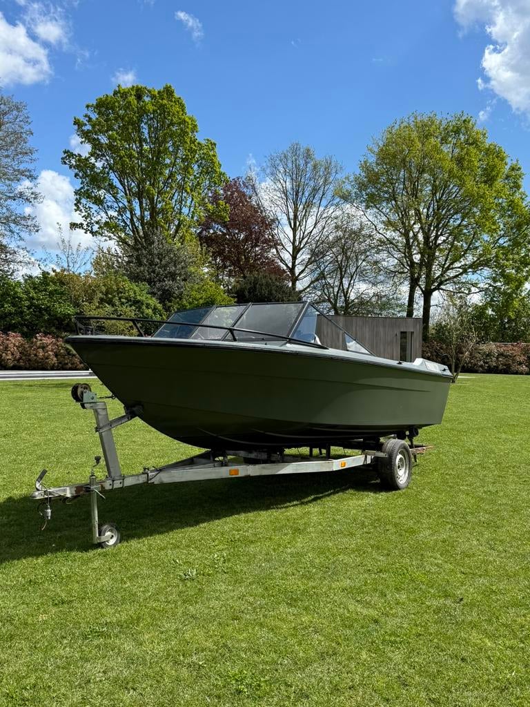 Robuuste motorboot met Honda 50 pk-  modern & vaarklaar, Ophalen, Zo goed als nieuw