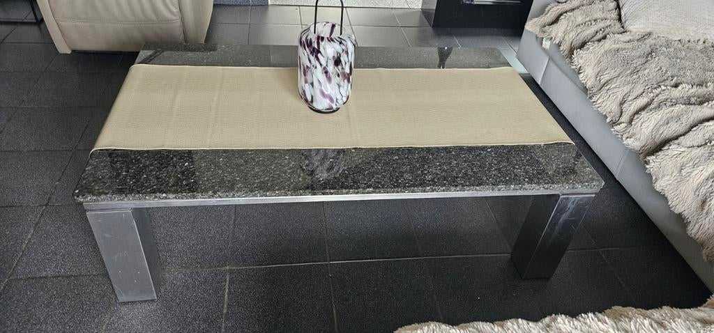 Salontafel met granieten blad en rvs poten, Ophalen