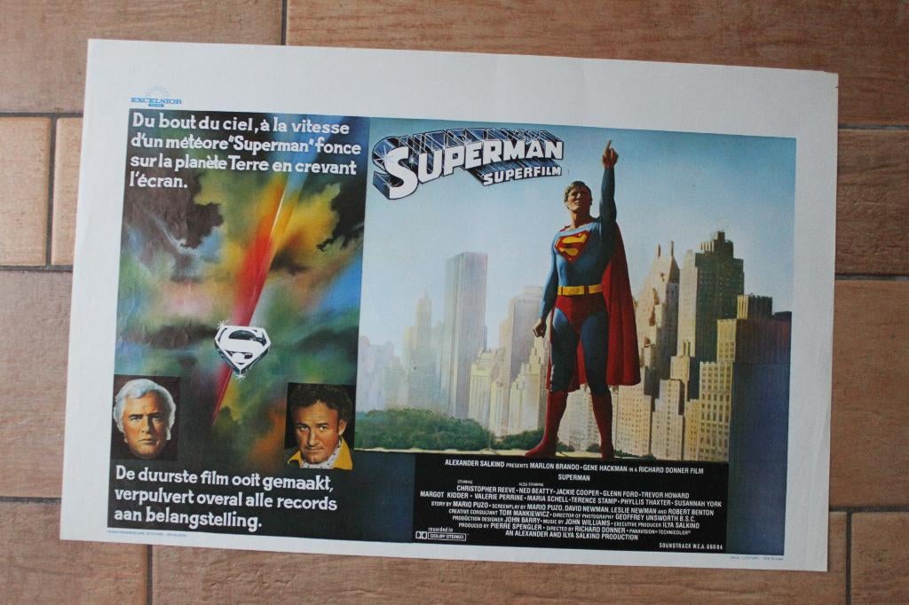 filmaffiche Superman 1 1978 filmposter, Rechthoekig Liggend, Ophalen of Verzenden, Zo goed als nieuw, A1 t/m A3
