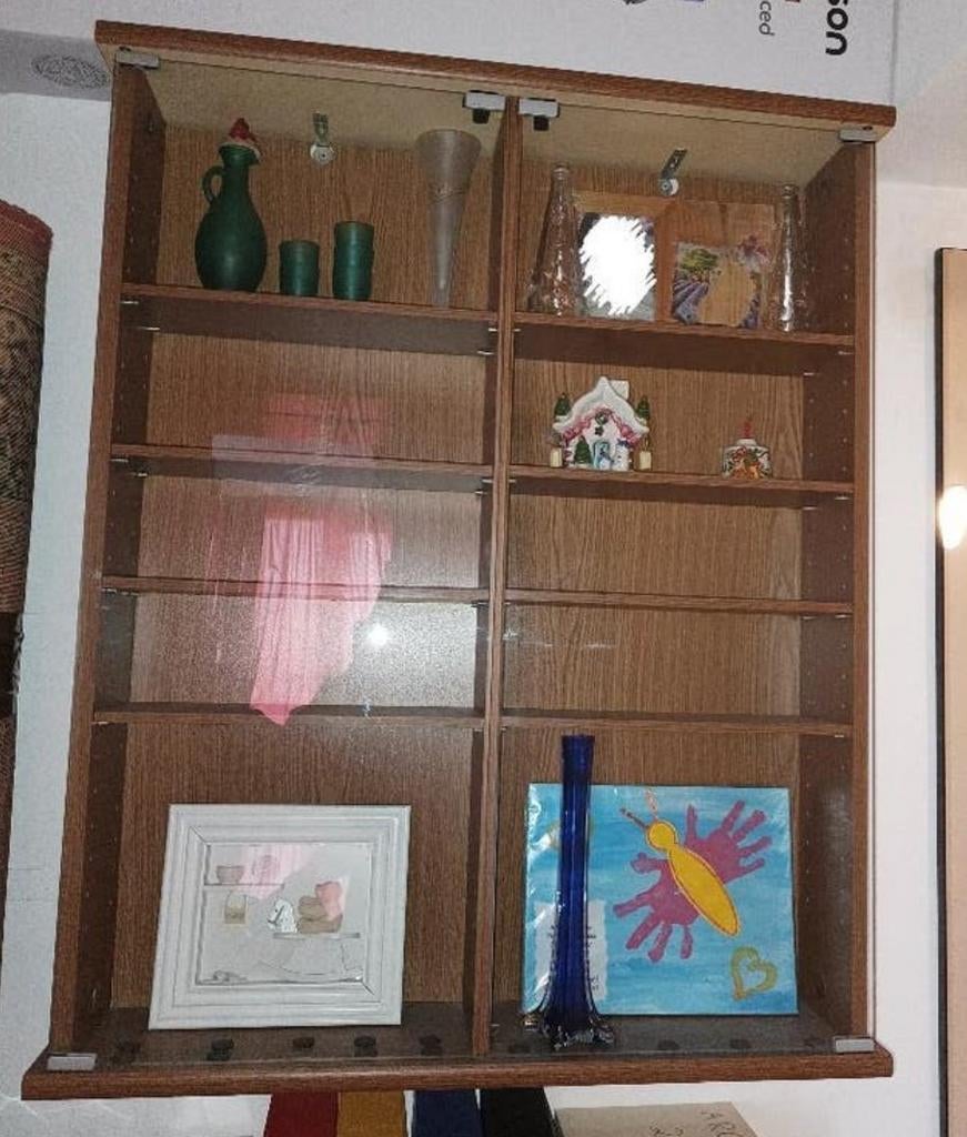 Vitrine murale avec étagères et portes en verre, Avec porte(s), Moins de 25 cm, Moins de 100 cm, Comme neuf