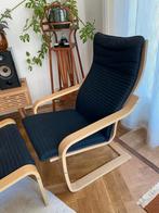Fauteuil avec repose-pieds IKEA POÄNG plaqué chêne