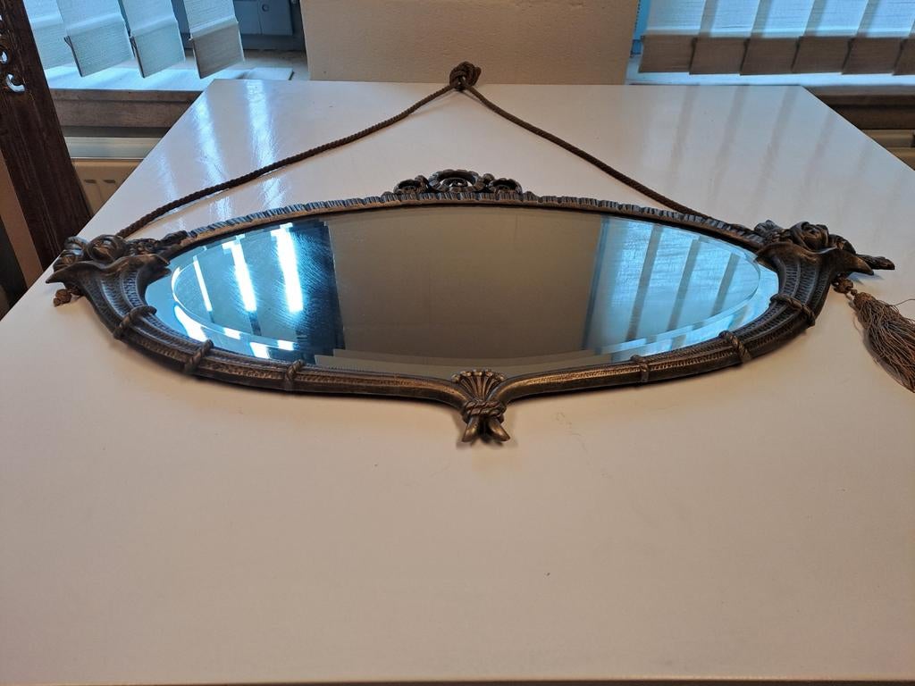 spiegel uit de jaren 30, Antiek en Kunst, Ophalen, Ovaal