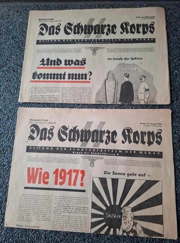 2 kranten " Das Schwarze Korps " 1940/1942, Verzamelen, Militaria | Tweede Wereldoorlog, Landmacht, Boek of Tijdschrift, Ophalen of Verzenden