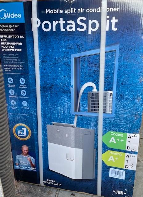 nieuwe Midea Portasplit  airco + beugel balkon/dakraam, Electroménager, Climatiseurs, Neuf, Climatiseur mobile, Moins de 60 m³