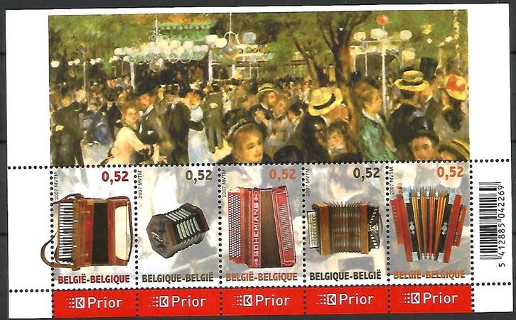 2007 Het accordeon OBP BL 139**, Postzegels en Munten, Postzegels | Europa | België, Postfris, Orginele gom, Muziek, Zonder stempel