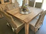Tafel massief acaciahout, Ophalen, 150 tot 200 cm, Vierkant, Zo goed als nieuw