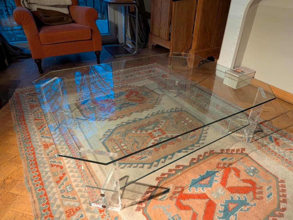 Grande table basse en verre., Maison & Meubles, Tables | Tables de salon, Verre, Enlèvement