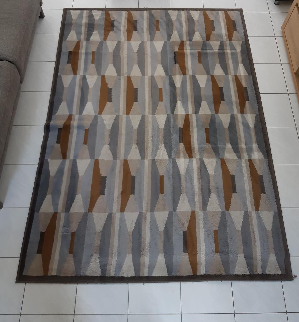 Tapijt: blauw- en grijstinten: 240 x 170 cm, Huis en Inrichting, Ophalen, Gebruikt, Blauw