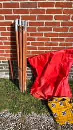 Vintage windscherm met houten stokken, Caravans en Kamperen, Ophalen, Gebruikt