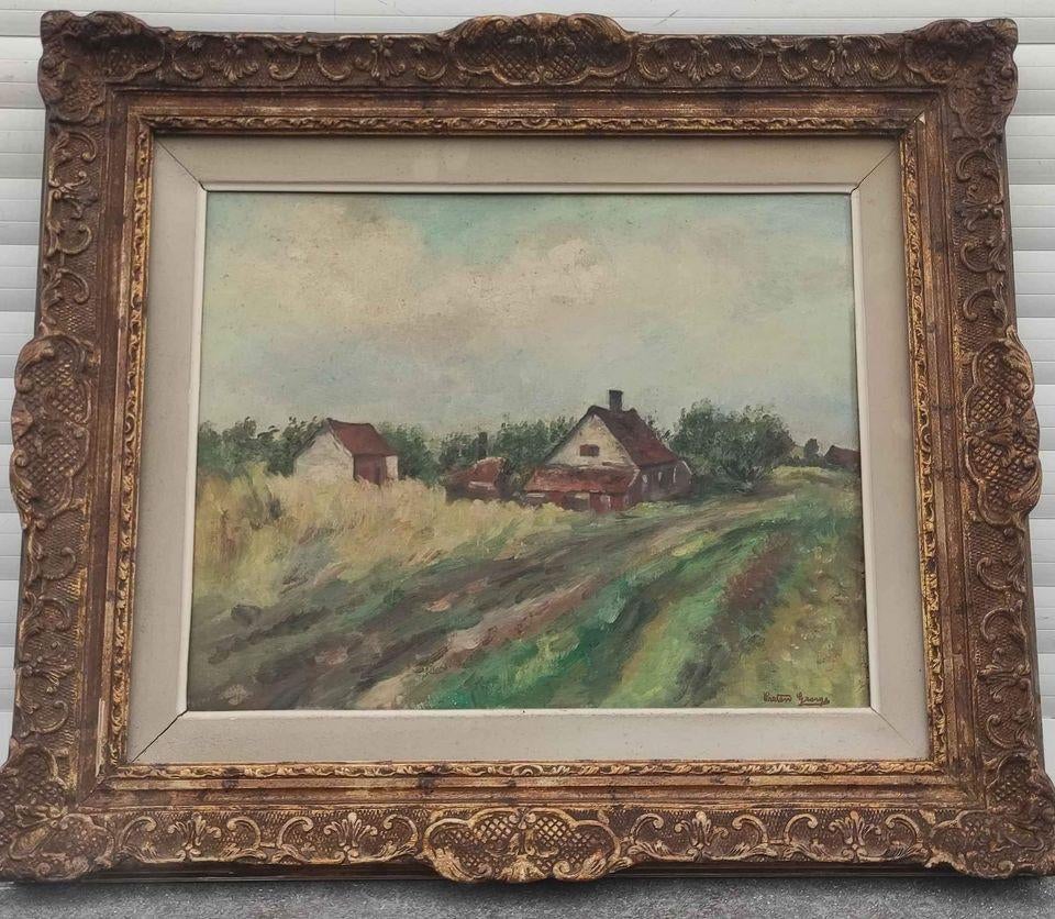 Huile sur panneau signe Georges creten, Antiquités & Art, Enlèvement ou Envoi