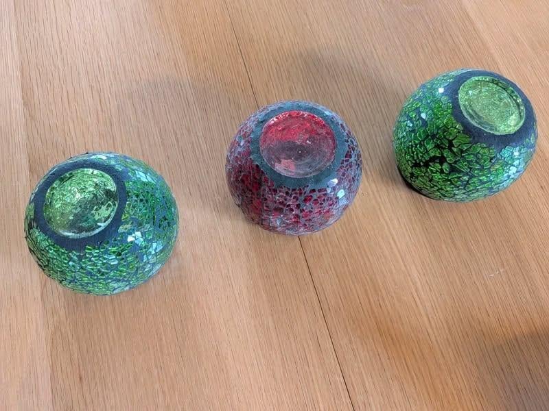 Lot de 3 photophores vintage en verre imitation cristal., Enlèvement, Comme neuf