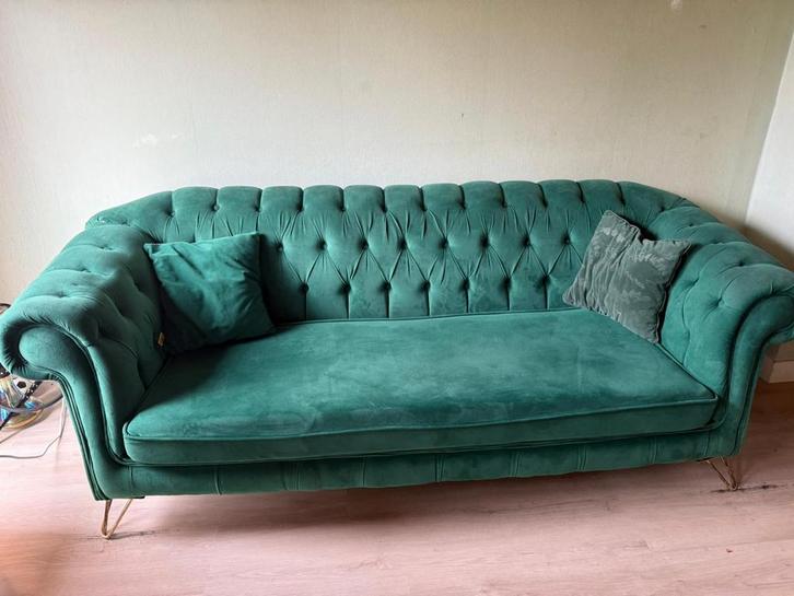 Zetelset olijfgroen fluweel 1 tweezit + 2 zetels, Maison & Meubles, Canapés | Coins salons complets, Utilisé, Synthétique, Enlèvement