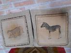 zèbre et léopard, taies d'oreiller, Maison & Meubles, Enlèvement ou Envoi, Utilisé, Beige, Carré