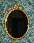 Miroir ovale avec encadrement doré ciselé XIX ème siècle., Enlèvement, Ovale, Moins de 50 cm, Moins de 100 cm